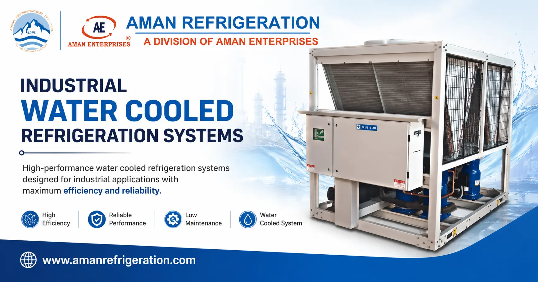 Industrial Water Cooled Refrigeration Systems